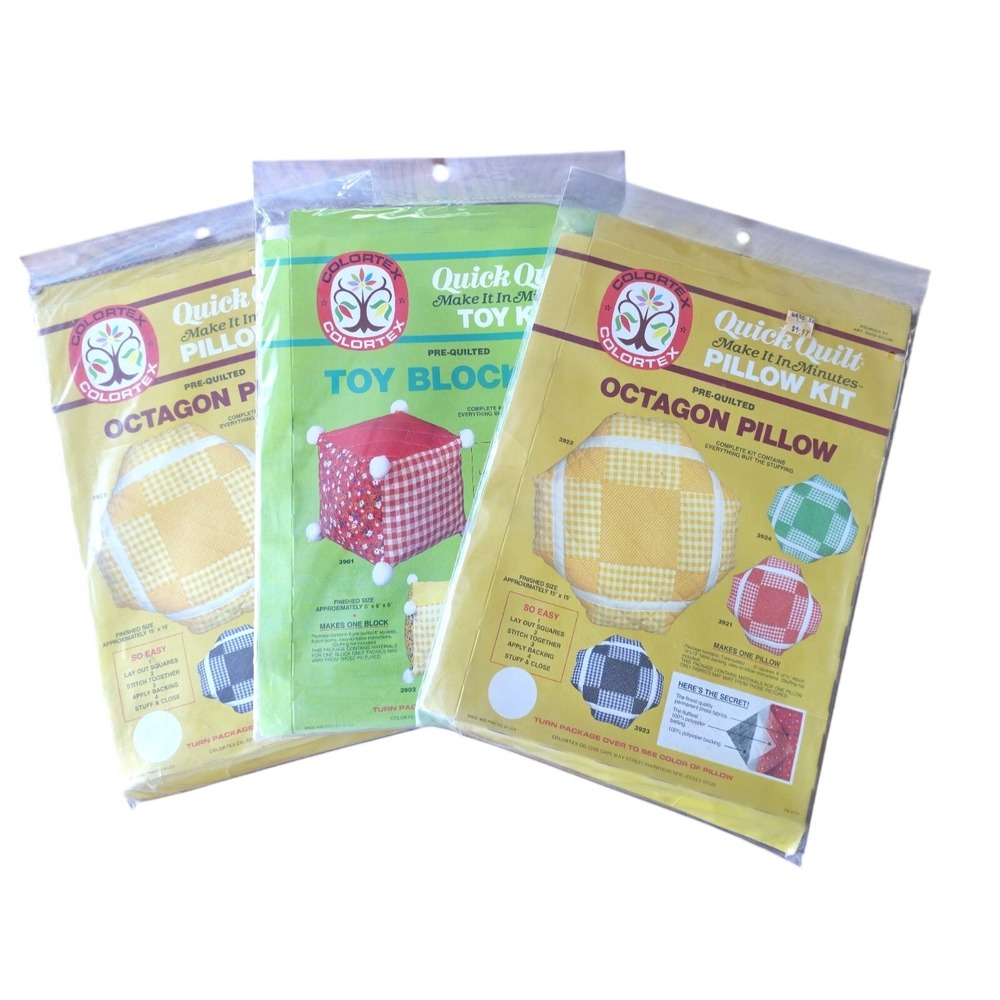 Quilt Kit‎ Lot of 3 Quick Quilt Make it in Minutes Toy Kit & Two Octagon Pillows